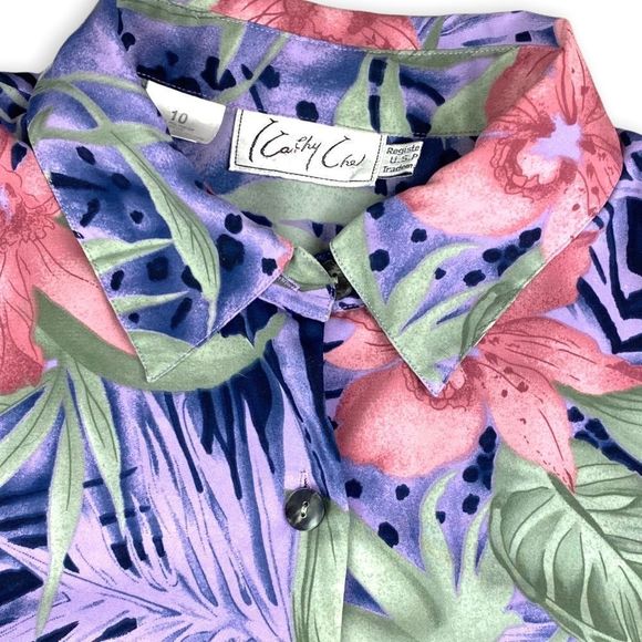 Kathy Che Floral Blouse Vintage 90s Y2K - Picture 8 of 9